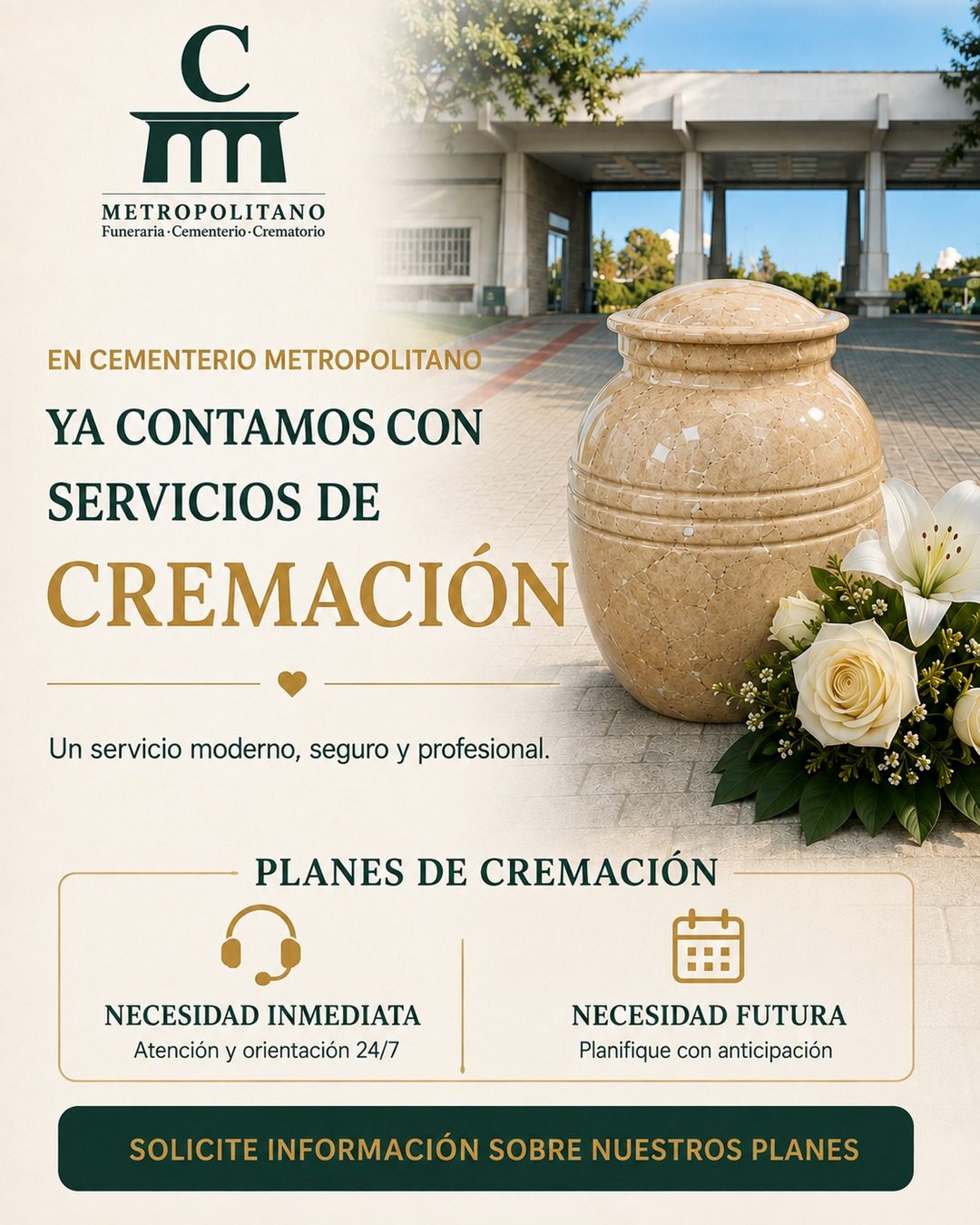 Ya contamos con servicios de cremación: solicite información sobre nuestros planes